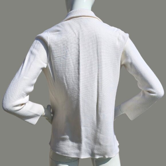 TALBOTS Cream  Notch Collar Sweater Blazer sz M Petite - Picture 3 of 9